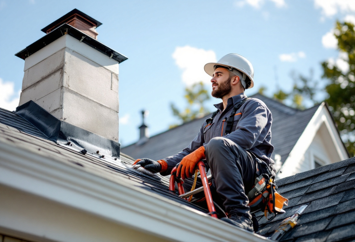Roof vent cleaning with fall protection — Clear Air