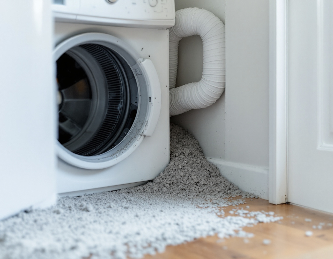 Lint behind the dryer